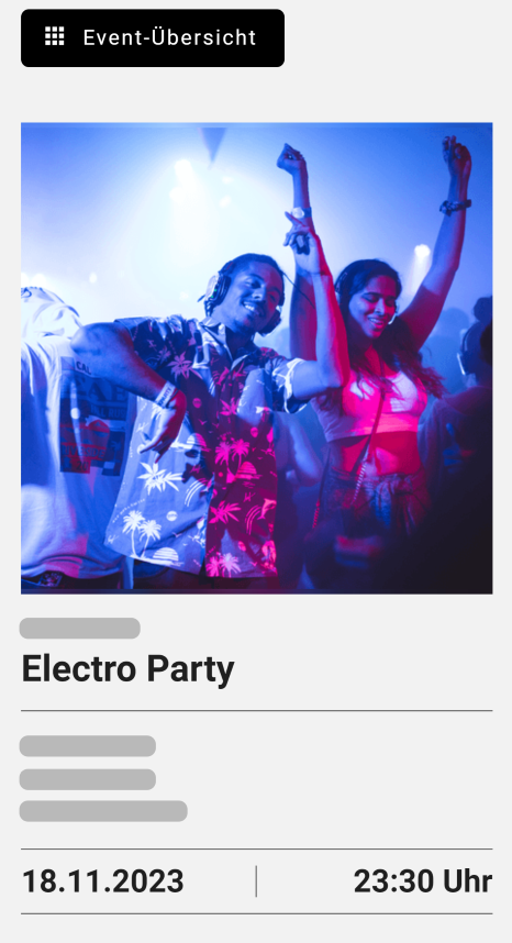 Moderner mobil-optimierter Ticketshop im eigenen Party-Design